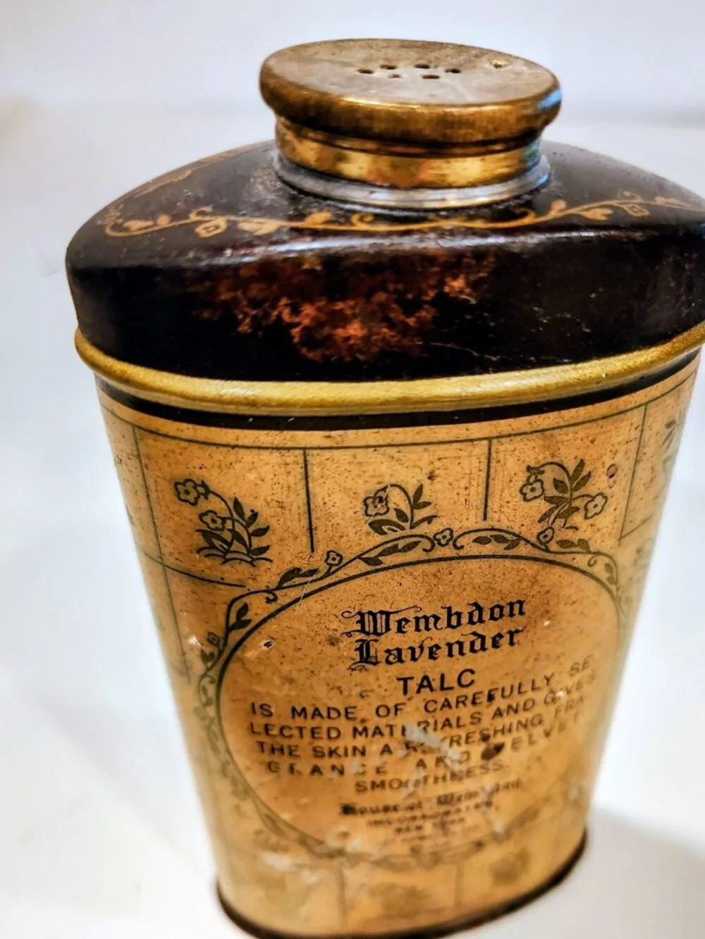 Original 1936 WEMBDON Lavender Talc Powder Tin, House Of Wembdon, Full Tin